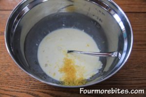 liquid ingredients with lemon for lemon blueberry scones