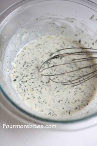 Lemon mustard and herb sauce whisked together