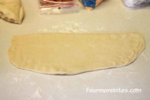 Rolled out dough for Stromboli