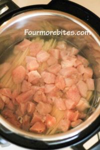 Raw chicken and uncooked noodles for instant pot chicken spaghetti