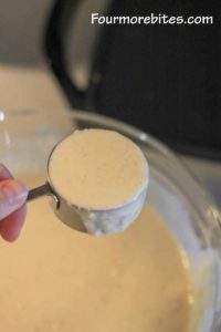 Scooping batter onto griddle