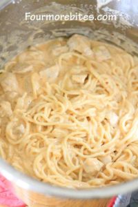 Chicken and pasta added back to instant pot and combined in instant pot chicken spaghetti