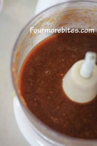 Peach barbecue sauce blended in food processor