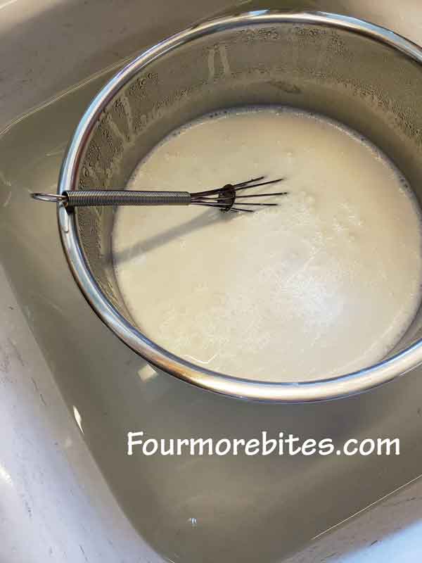 Cooling milk for Homemade Vanilla Yogurt