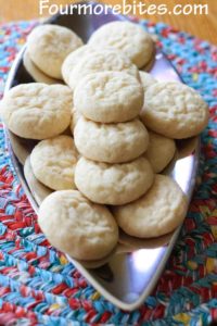 Lemon sugar cookies on a silver platter