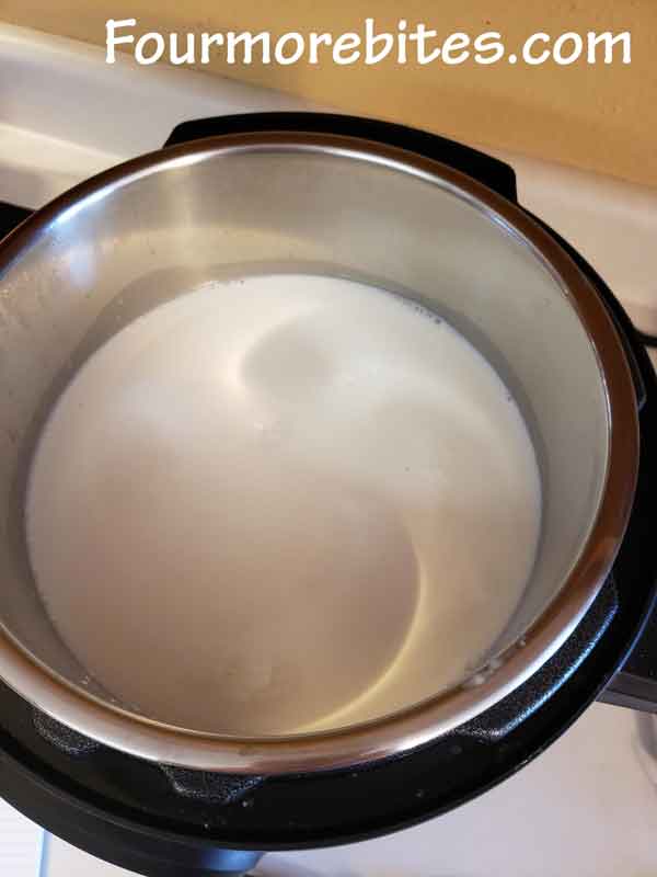 Boiling milk for homemade vanilla yogurt